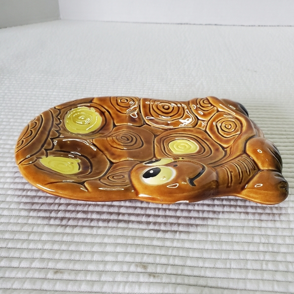 Turtle Dish Vintage 7.5"x5" Ceramic Painted Trinket Candy MCM Anthropomorphic - Picture 4 of 10